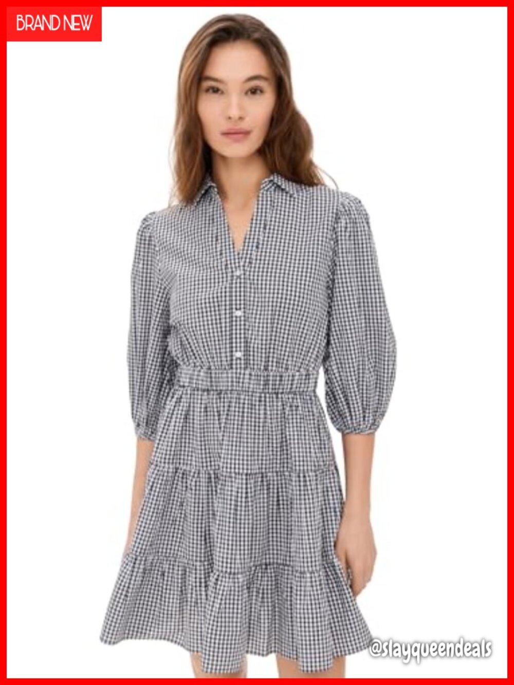 Playa Lucila Women's Gingham Collared Mini Dress Casual